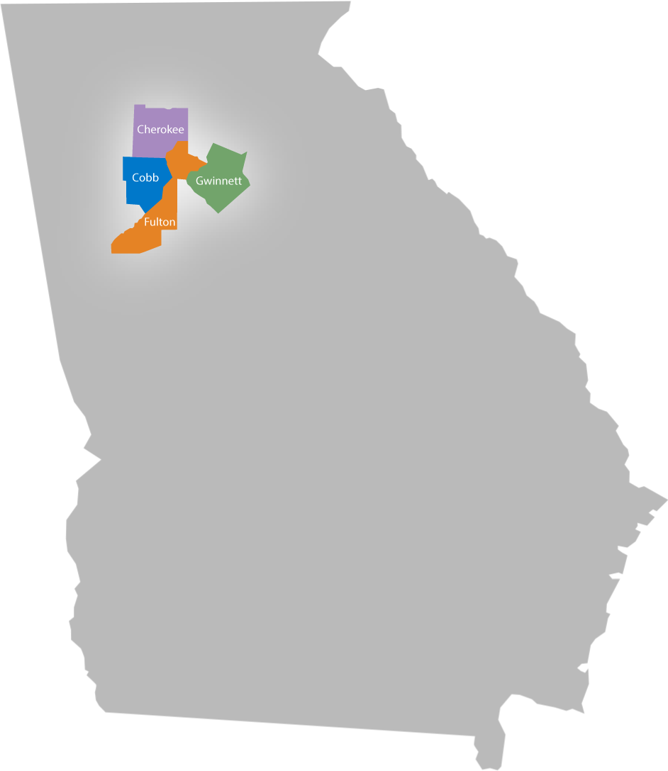 georgia service areas - cobb county, fulton county, gwinnett county, cherokee county